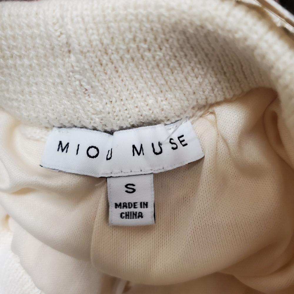 NWT Miou Muse Crochet Pants SOFT Knit Eyelet Neutral Ivory - Picture 10 of 14